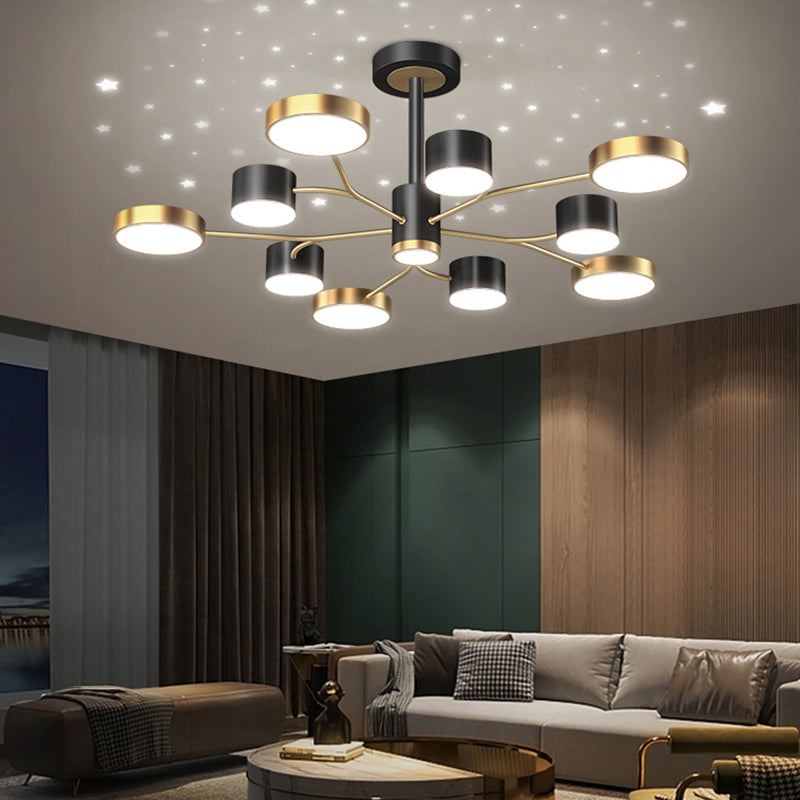 Araña contemporánea de metal redondeo de metal lámparas colgantes para dormitorio de sala de estar