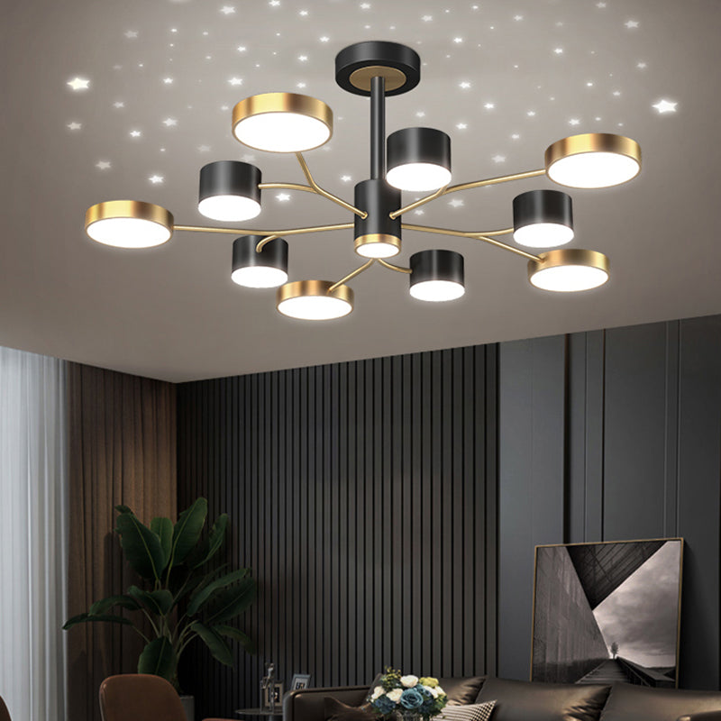 Araña contemporánea de metal redondeo de metal lámparas colgantes para dormitorio de sala de estar