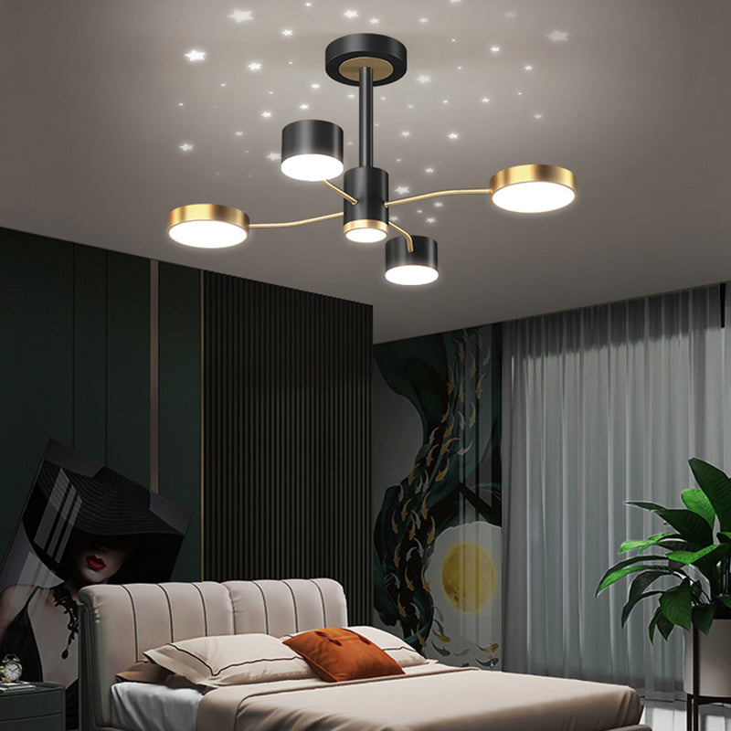 Araña contemporánea de metal redondeo de metal lámparas colgantes para dormitorio de sala de estar