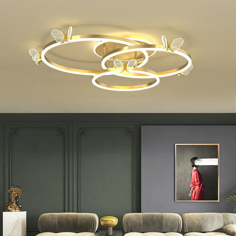 Multi Lights Acrylic Ceiling Mounted Fixture Modern Style Ring Flush Mount Led Lights