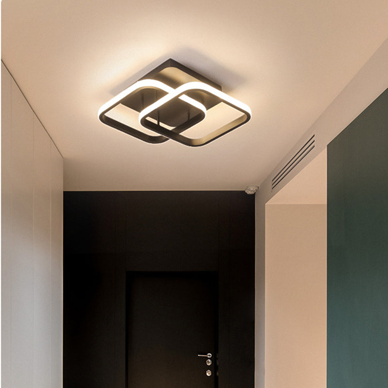 Modern Style 2-Lights Ceiling Flush Mount Lights Geometric Metal Semi Led Flush Mount Fixture