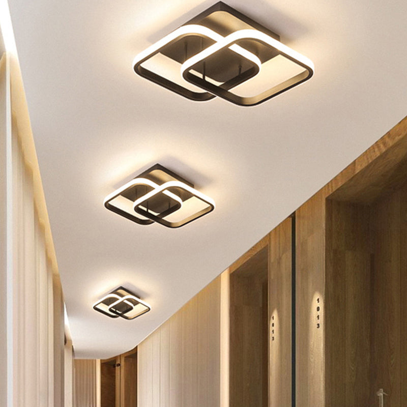 Modern Style 2-Lights Ceiling Flush Mount Lights Geometric Metal Semi Led Flush Mount Fixture