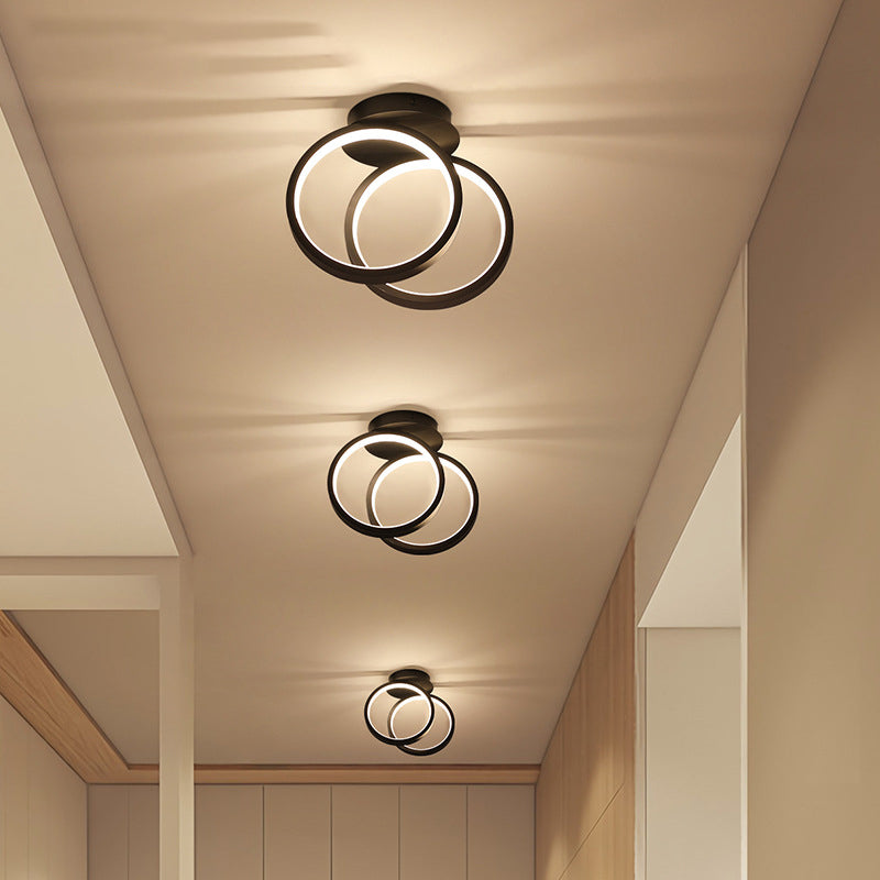 2-Lights Metal Semi Flush Mounted Ceiling Led Lights Modern Style Geometric Ceiling Flush