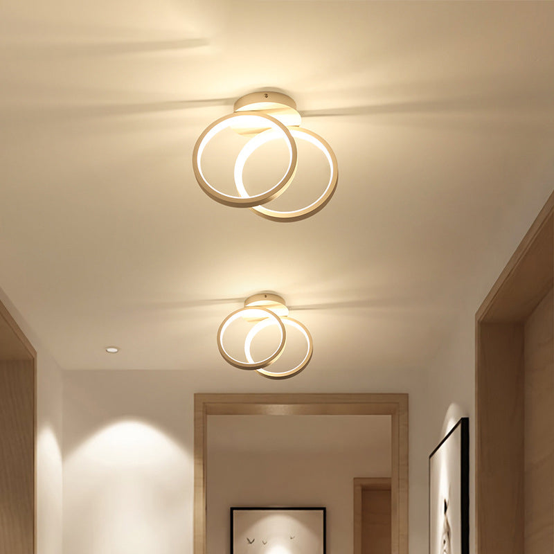 2-Lights Metal Semi Flush Mounted Ceiling Led Lights Modern Style Geometric Ceiling Flush
