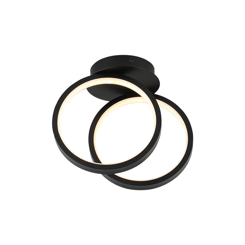 2-Lights Metal Semi Flush Mounted Ceiling Led Lights Modern Style Geometric Ceiling Flush