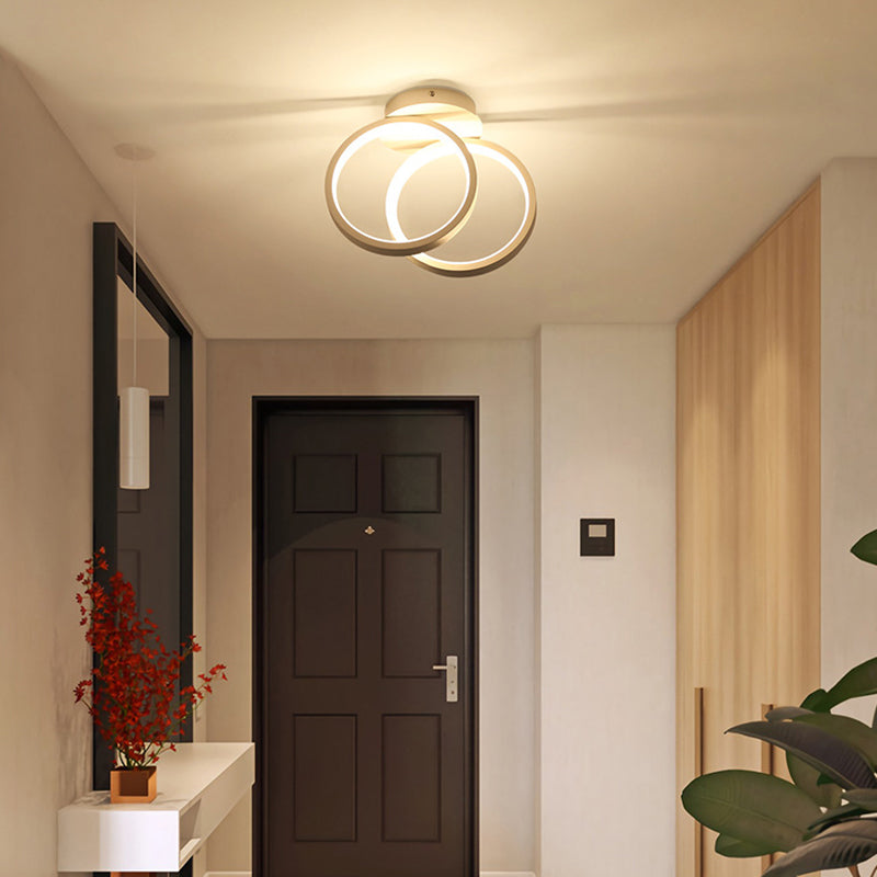 2-Lights Metal Semi Flush Mounted Ceiling Led Lights Modern Style Geometric Ceiling Flush