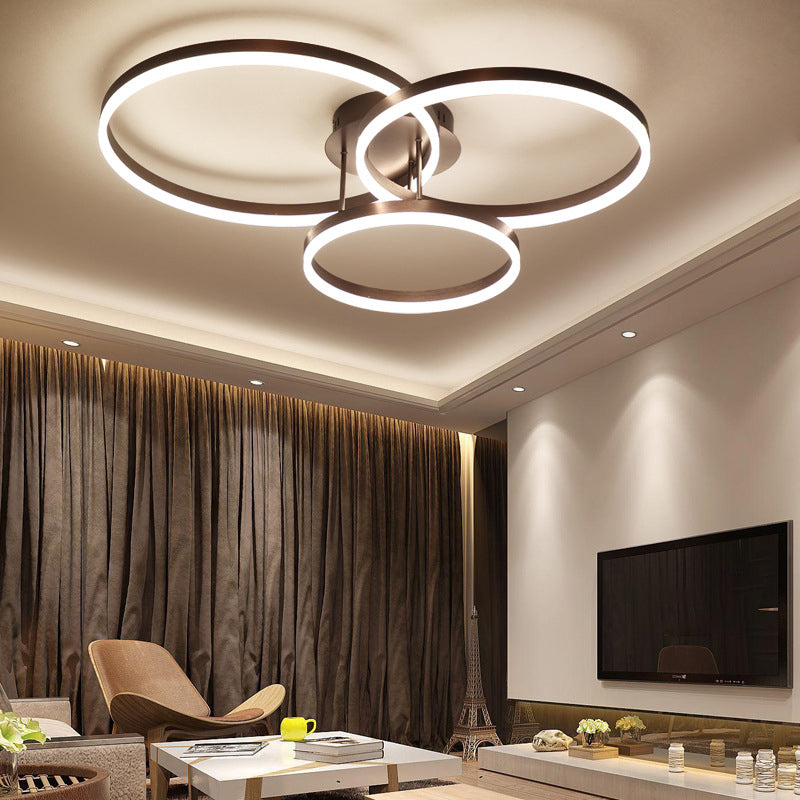 Luminaire de plafond circulaire de style moderne, plafonnier semi-encastré en métal multi-lumières