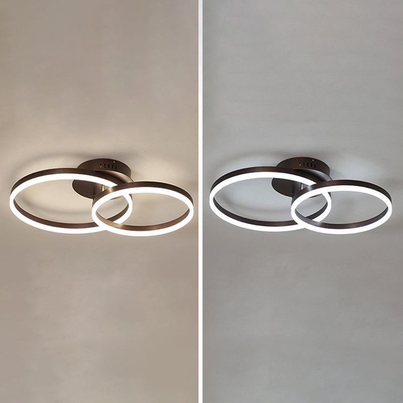 Modern Style Circular Ceiling Mount Light Fixture Multi Lights Metal Semi Flush Ceiling Light