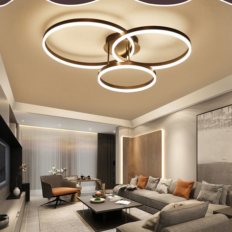 Luminaire de plafond circulaire de style moderne, plafonnier semi-encastré en métal multi-lumières