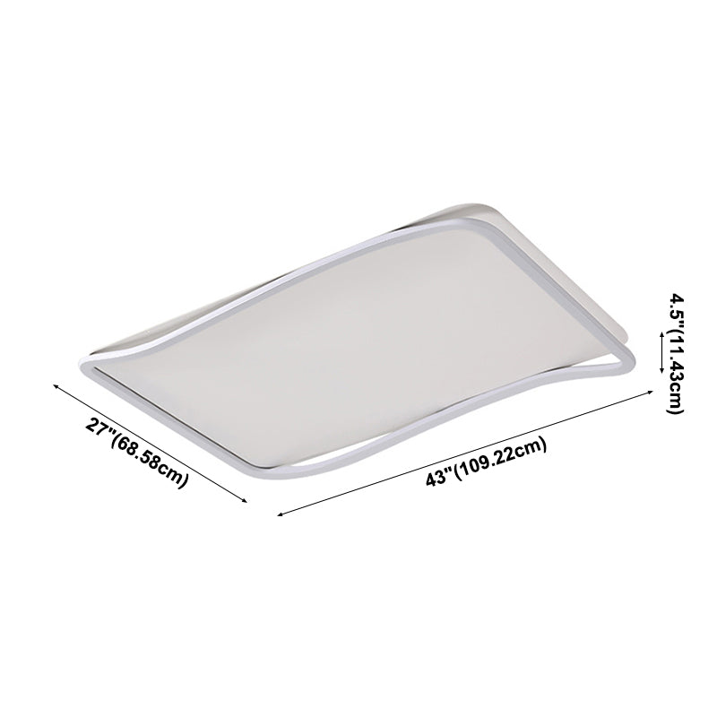 Flush rectangulaire Mount Light Modern Style Metal 1 Light Led Flush Ceiling Lights in White