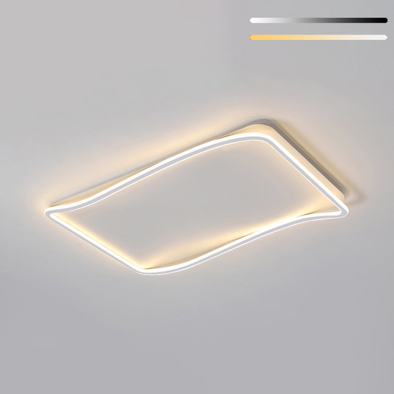 Flush rectangulaire Mount Light Modern Style Metal 1 Light Led Flush Ceiling Lights in White