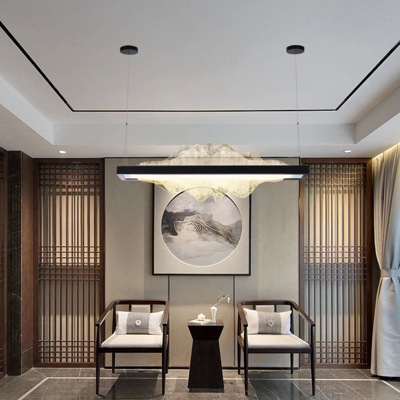 Modern Metal Chandelier Lamp Linear 1-light LED Island Pendant for Dining Room