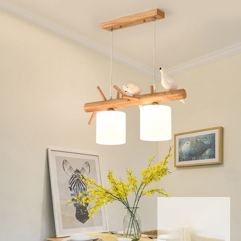 Modern Lighting Chandelier Cylinder Island Pendant Lights Wood Island Lights in White