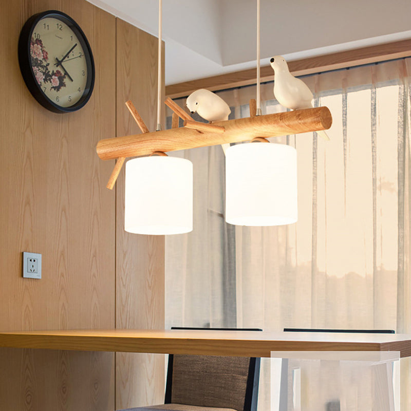 Modern Lighting Chandelier Cylinder Island Pendant Lights Wood Island Lights in White