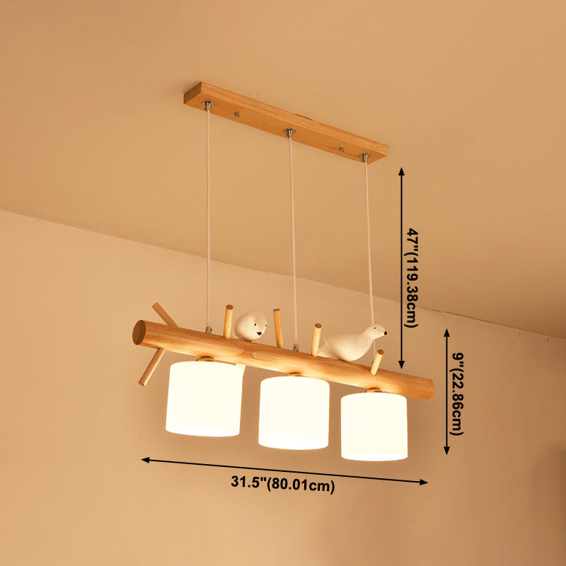 Modern Lighting Chandelier Cylinder Island Pendant Lights Wood Island Lights in White