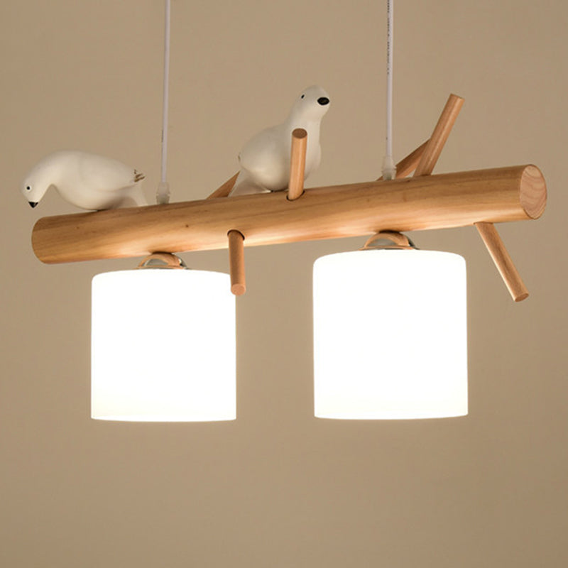 Modern Lighting Chandelier Cylinder Island Pendant Lights Wood Island Lights in White