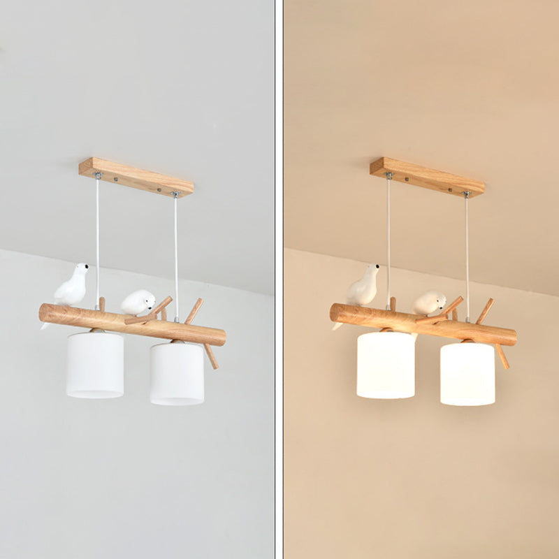 Modern Lighting Chandelier Cylinder Island Pendant Lights Wood Island Lights in White