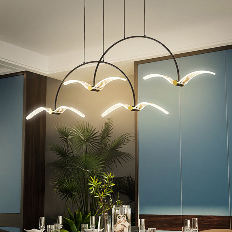 Illuminazione a pendente lineare moderna illuminazione lampadario metallo 2 luci isola luminosa in nero