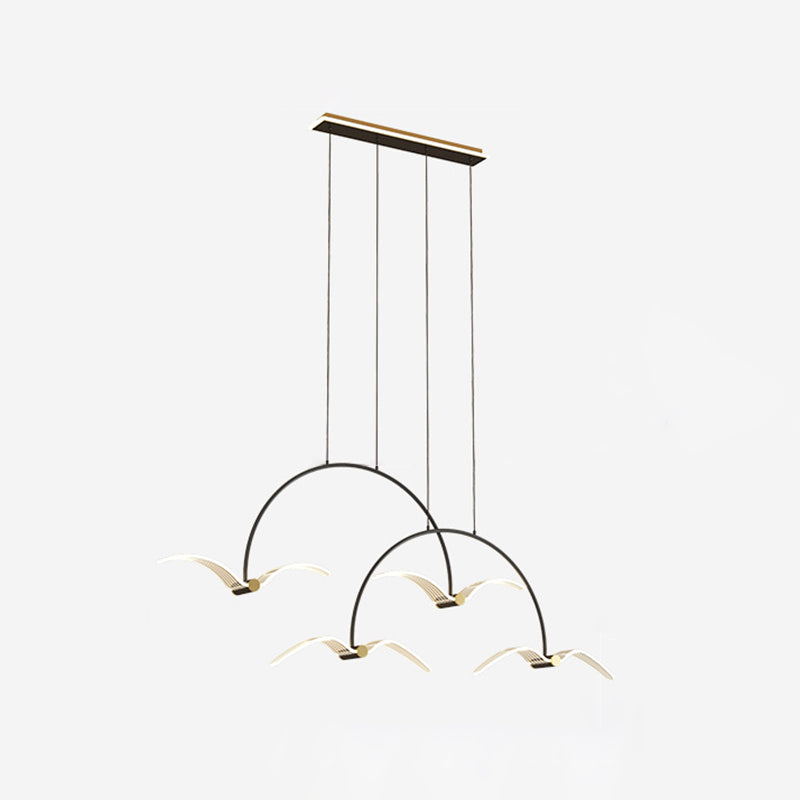 Illuminazione a pendente lineare moderna illuminazione lampadario metallo 2 luci isola luminosa in nero