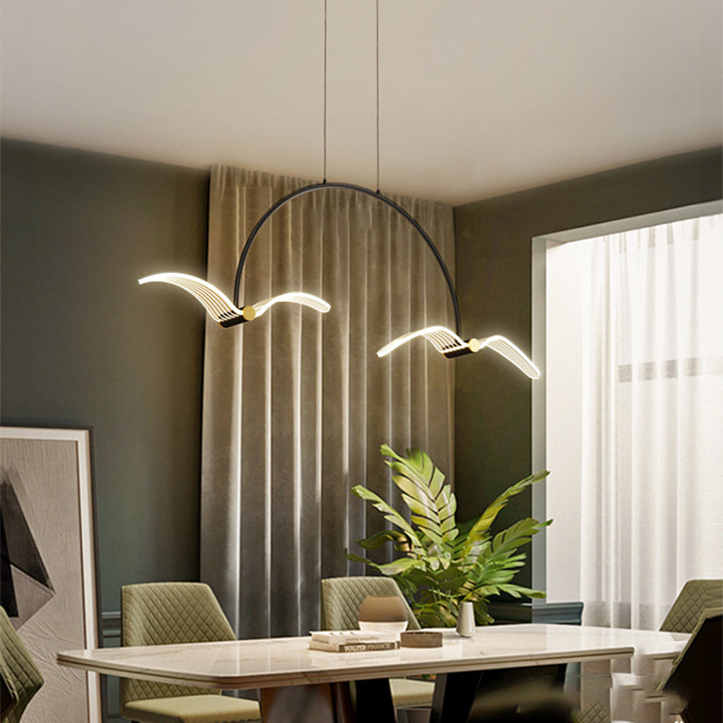 Illuminazione a pendente lineare moderna illuminazione lampadario metallo 2 luci isola luminosa in nero