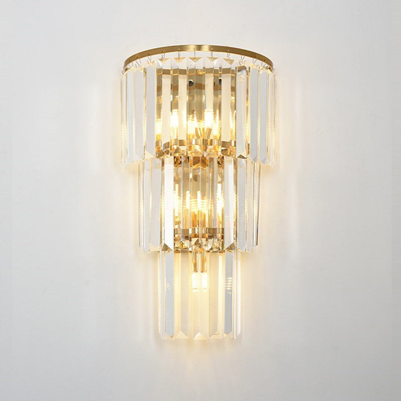 Contemporary Crystal Wall Sconce Gold Semicircle Wall Mounted Light for Bedroom