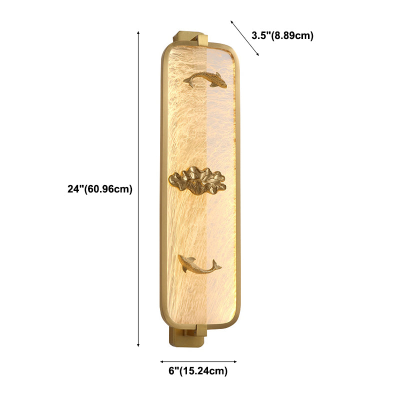 Luce da parete di rame rettangolare contemporanea a parete a 1 luci per camera da letto