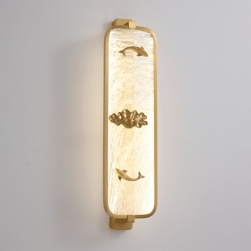 Luce da parete di rame rettangolare contemporanea a parete a 1 luci per camera da letto