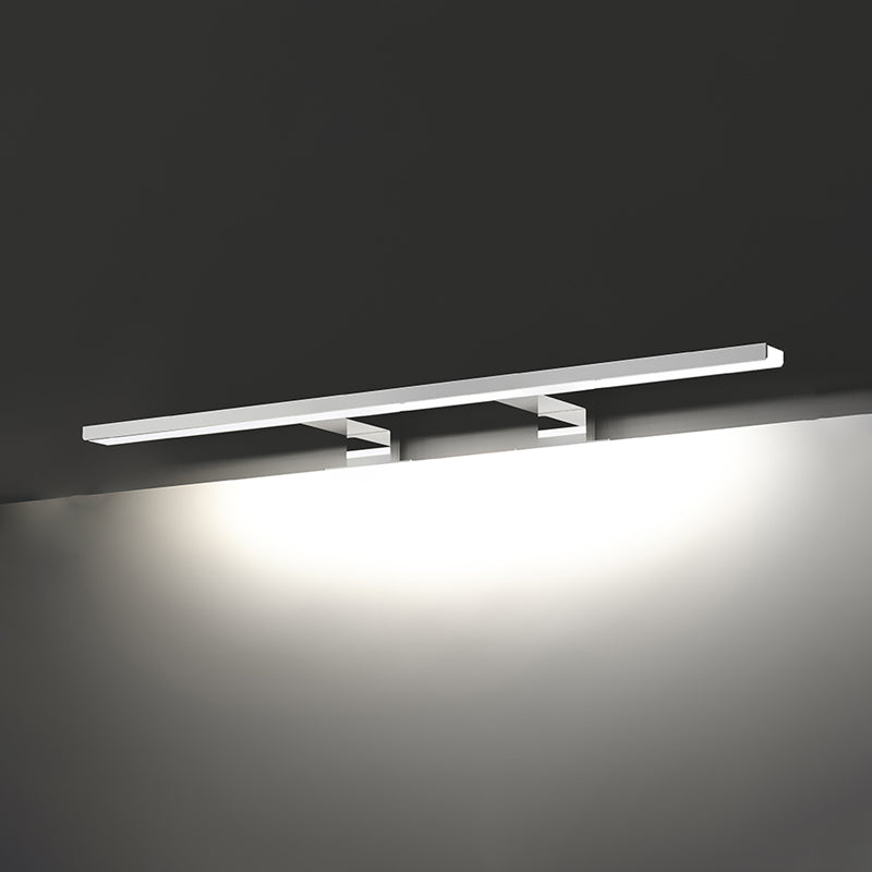 Metal Linear Shade Mirror Wall Lights Modern 1 Head Wall Mount Fixture in Silver