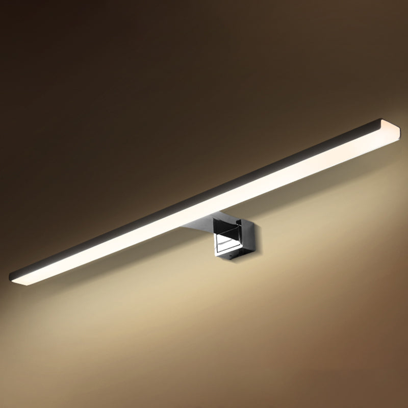 Metal Linear Shade Mirror Wall Lights Modern 1 Head Wall Mount Fixture in Silver