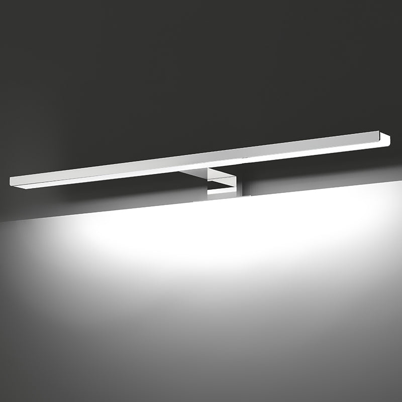 Metal Linear Shade Mirror Wall Lights Modern 1 Head Wall Mount Fixture in Silver
