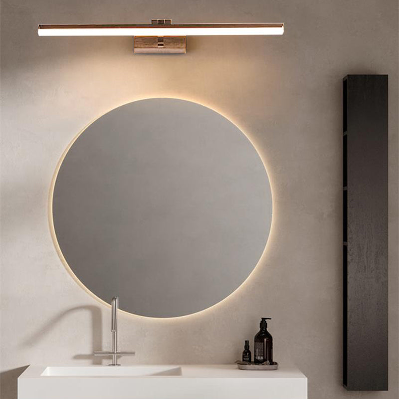 Metal Linear Shade Mirror Wall Lights Modern 1 Head Wall Mount Fixture in Brown