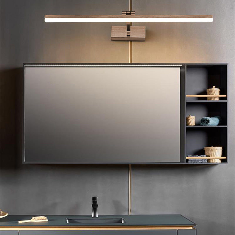 Metal Linear Shade Mirror Wall Lights Modern 1 Head Wall Mount Fixture in Brown