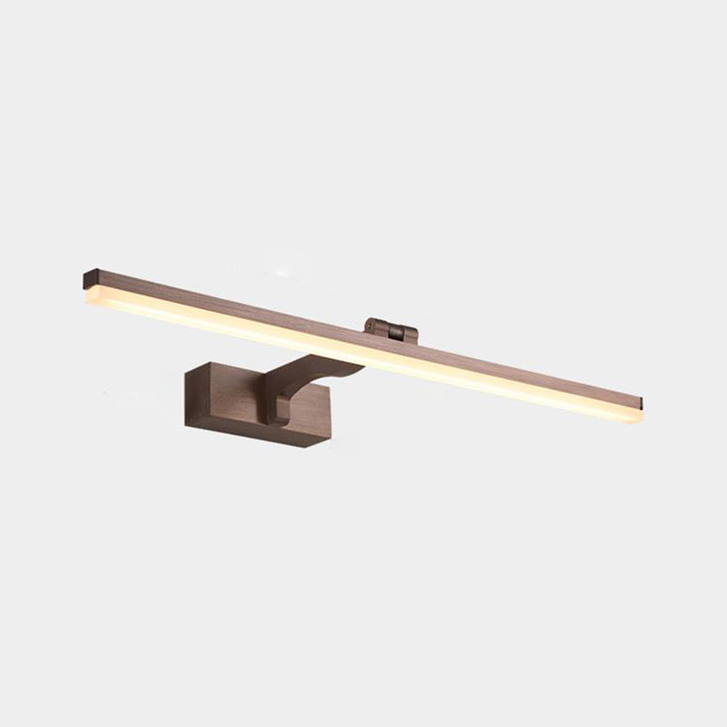 Metal Linear Shade Mirror Wall Lights Modern 1 Head Wall Mount Fixture in Brown
