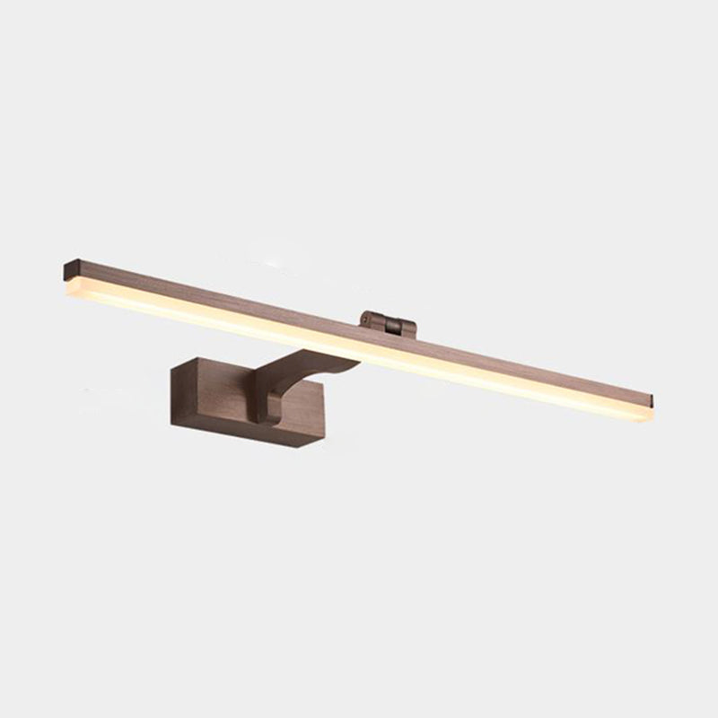 Metal Linear Shade Mirror Wall Lights Modern 1 Head Wall Mount Fixture in Brown