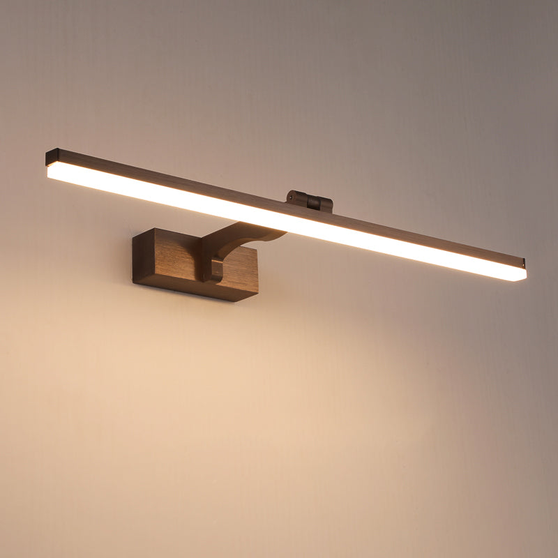 Metal Linear Shade Mirror Wall Lights Modern 1 Head Wall Mount Fixture in Brown