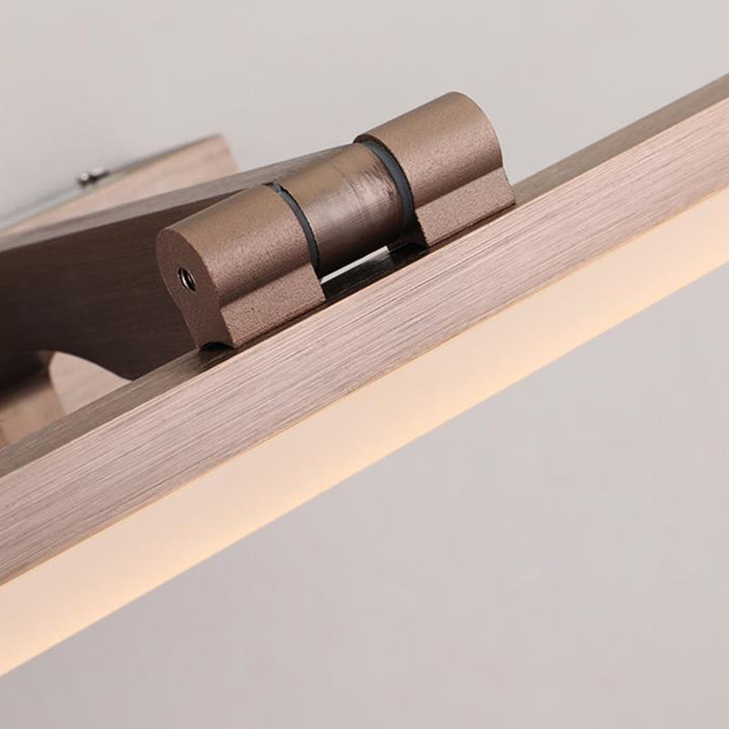 Metal Linear Shade Mirror Wall Lights Modern 1 Head Wall Mount Fixture in Brown