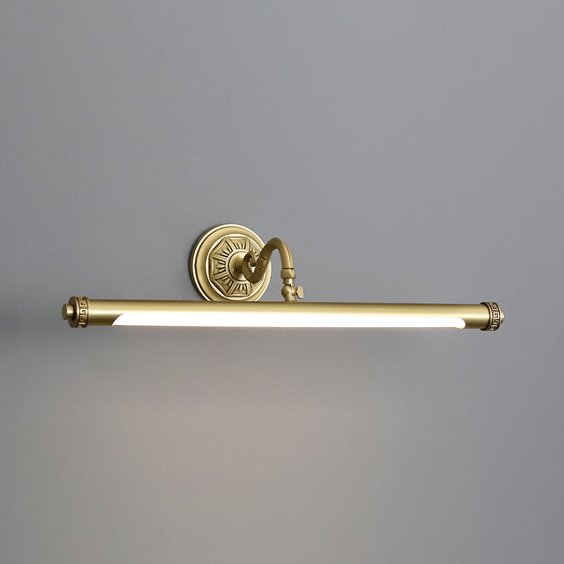 1 Light Linear Shade Wall Sconce Post-Modern Simple Style Mirror Wall Lighting in Brass