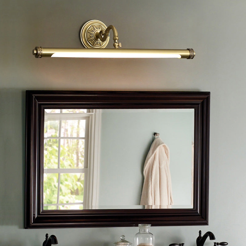 1 Light Linear Shade Wall Sconce Post-Modern Simple Style Mirror Wall Lighting in Brass