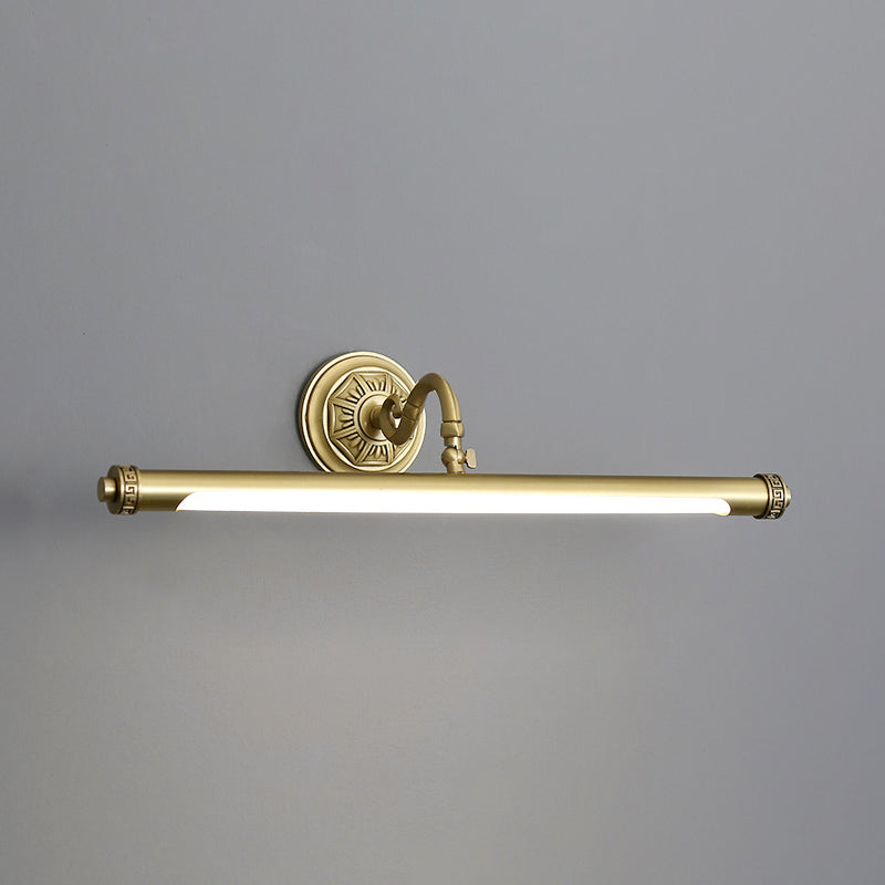 1 Light Linear Shade Wall Sconce Post-Modern Simple Style Mirror Wall Lighting in Brass