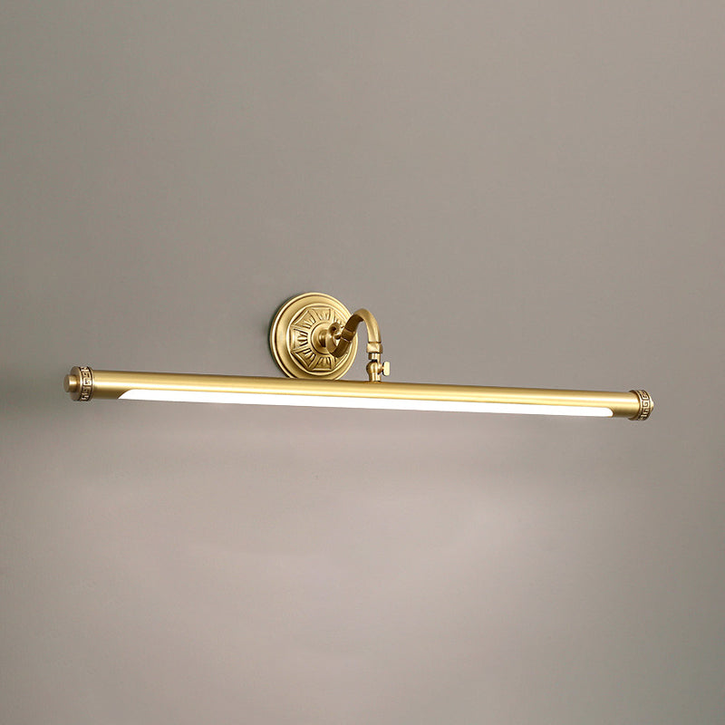 1 Light Linear Shade Wall Sconce Post-Modern Simple Style Mirror Wall Lighting in Brass