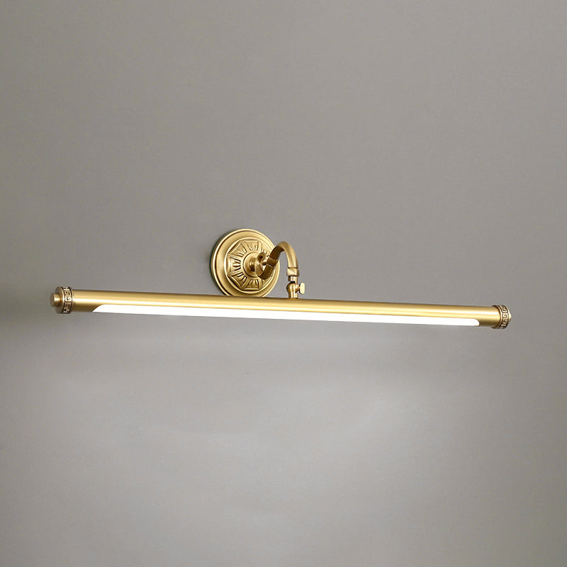 1 Light Linear Shade Wall Sconce Post-Modern Simple Style Mirror Wall Lighting in Brass