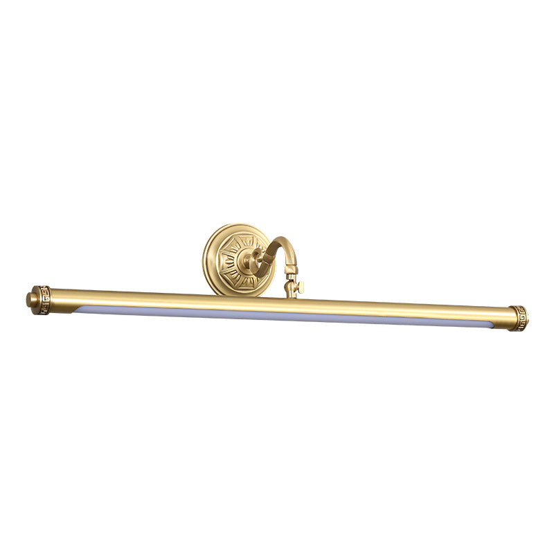 1 Light Linear Shade Wall Sconce Post-Modern Simple Style Mirror Wall Lighting in Brass