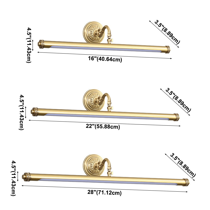 1 Light Linear Shade Wall Sconce Post-Modern Simple Style Mirror Wall Lighting in Brass