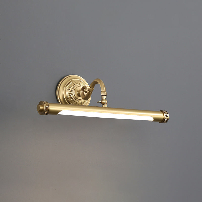 1 Light Linear Shade Wall Sconce Post-Modern Simple Style Mirror Wall Lighting in Brass