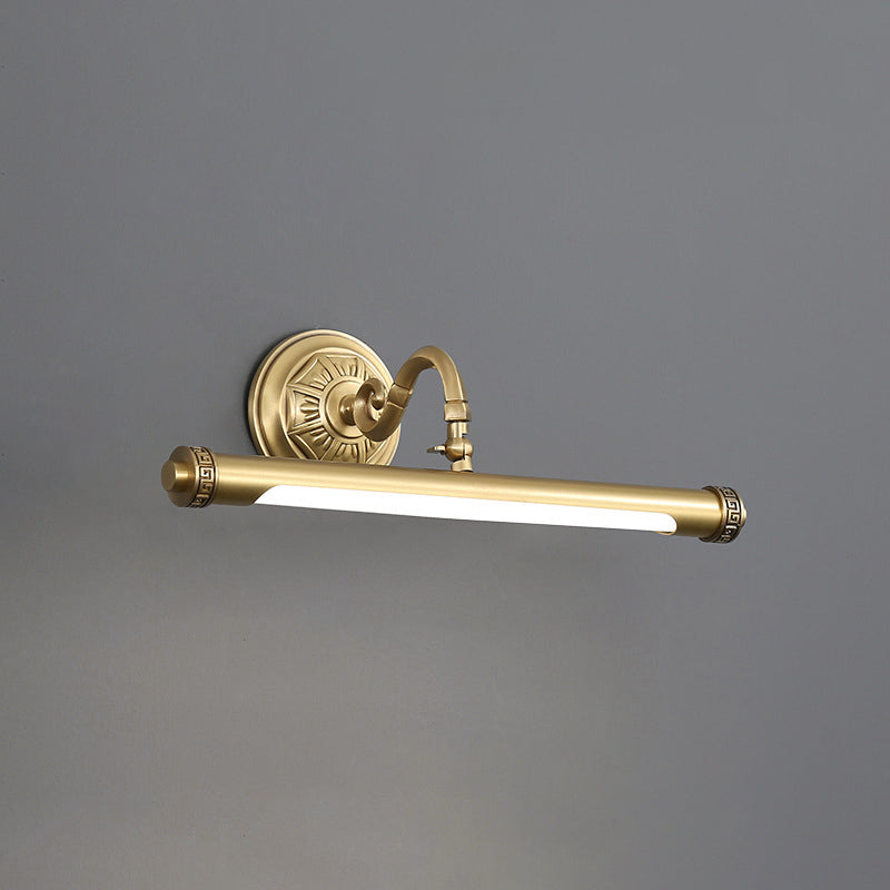 1 Light Linear Shade Wall Sconce Post-Modern Simple Style Mirror Wall Lighting in Brass