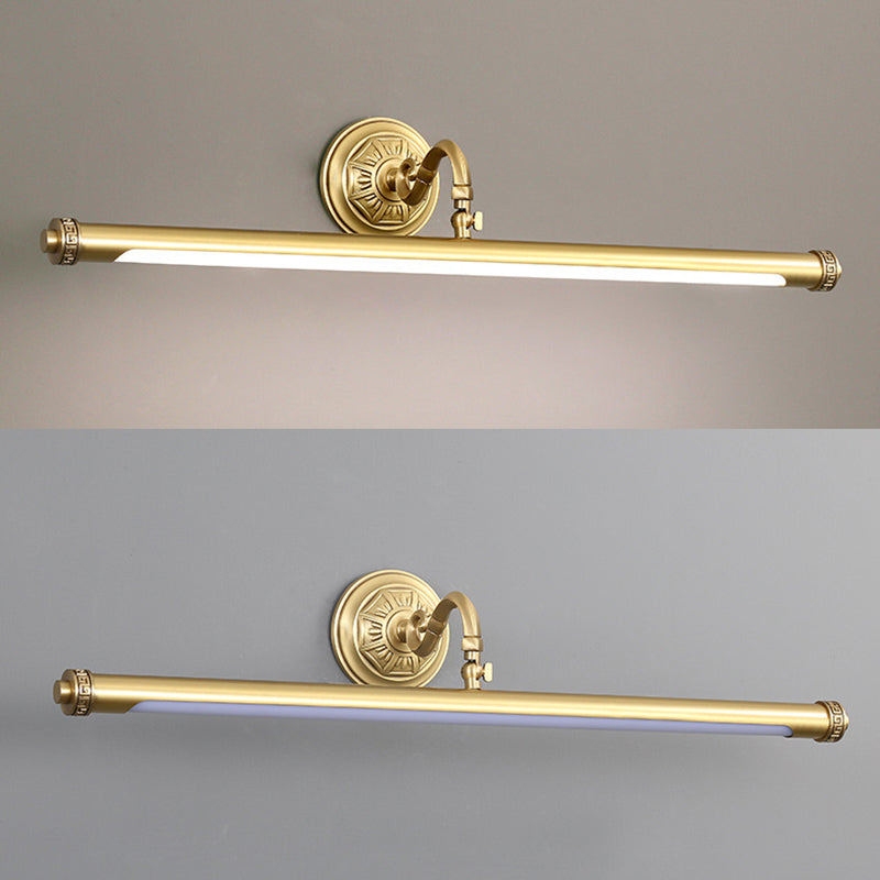 1 Light Linear Shade Wall Sconce Post-Modern Simple Style Mirror Wall Lighting in Brass