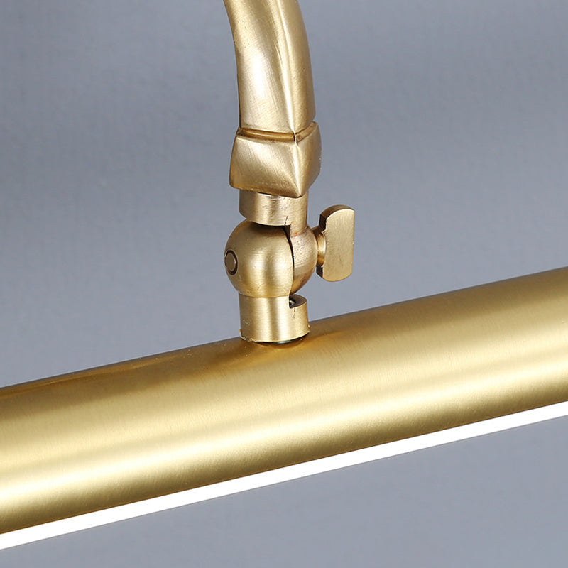 1 Light Linear Shade Wall Sconce Post-Modern Simple Style Mirror Wall Lighting in Brass