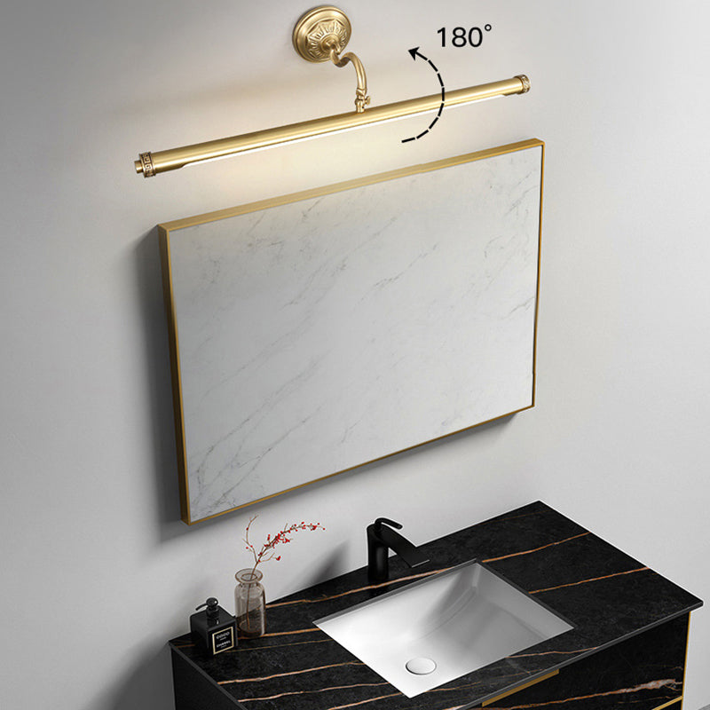 1 Light Linear Shade Wall Sconce Post-Modern Simple Style Mirror Wall Lighting in Brass