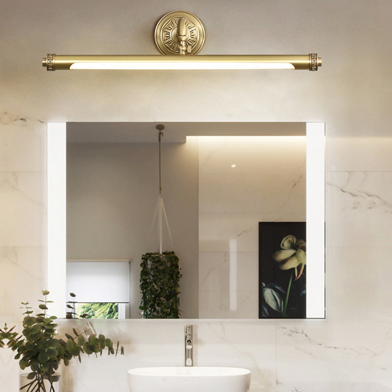 1 Light Linear Shade Wall Sconce Post-Modern Simple Style Mirror Wall Lighting in Brass