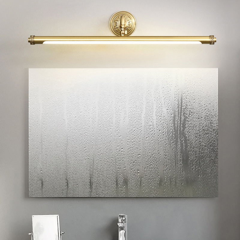 1 Light Linear Shade Wall Sconce Post-Modern Simple Style Mirror Wall Lighting in Brass